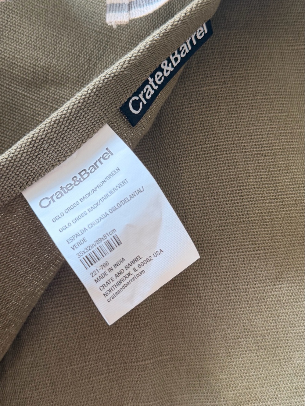 Crate&Barrel Oslo Cross Back Apron with pocket - Picture 9 of 9